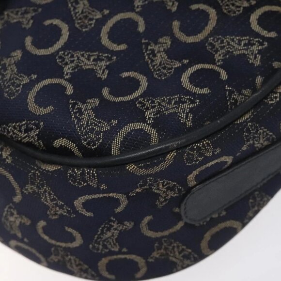 CELINE C Sulky Shoulder Bag Canvas Navy Gold Auth - Picture 5 of 16